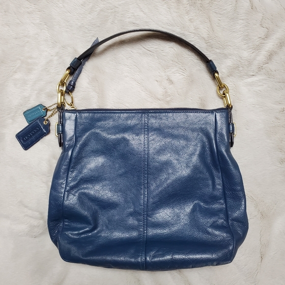 Coach Blue Leather Hobo Gold Hardware EUC - Picture 2 of 8